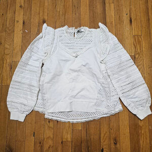 Sea New York Women's White Eyelet Sweatshirt Size XS